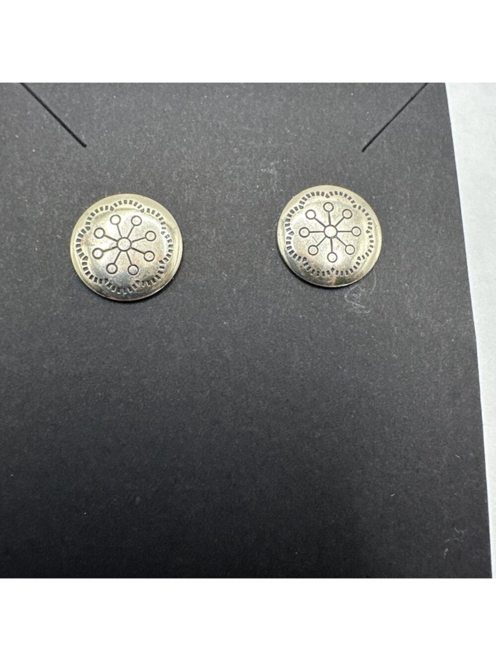 Vintage Sterling Silver Native American 12mm Button Stud Pierced Earrings